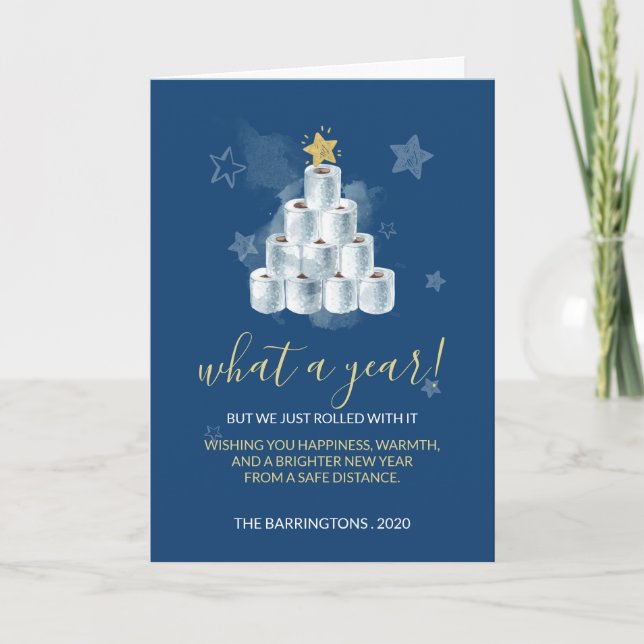 Cartes Pour Fêtes Annuelles Arbre de papier d'aquarelle de Noël 2020 Humour (Devant)