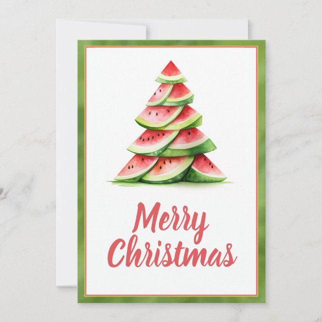 Cartes Pour Fêtes Annuelles Arbre de pastèque de Noël (Devant)