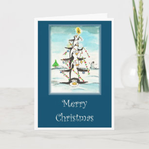 Cartes Pour Fêtes Annuelles Arbre de pingouin