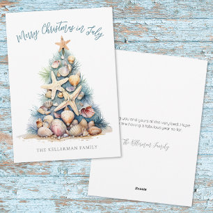 Cartes Pour Fêtes Annuelles Arbre de plage de Noël en juillet