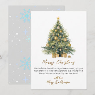 Cartes Pour Fêtes Annuelles Arbre de script élégant non photo aquarelle Noël