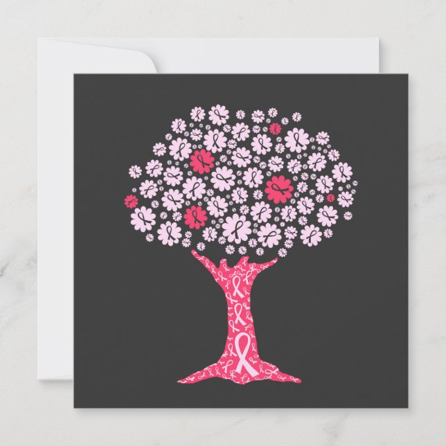 Cartes Pour Fêtes Annuelles Arbre de sensibilisation au cancer du sein (Devant)