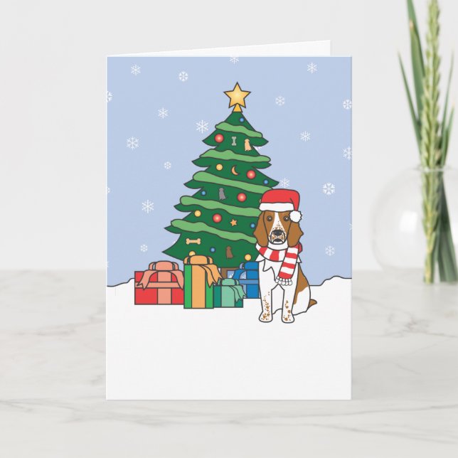 Cartes Pour Fêtes Annuelles Arbre de springer spaniel et de Noël de Gallois (Devant)