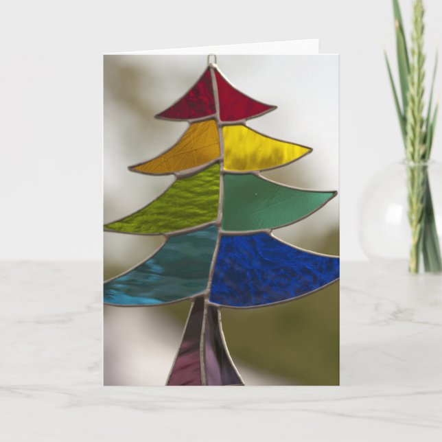 Cartes Pour Fêtes Annuelles Arbre de Stainglass (Devant)