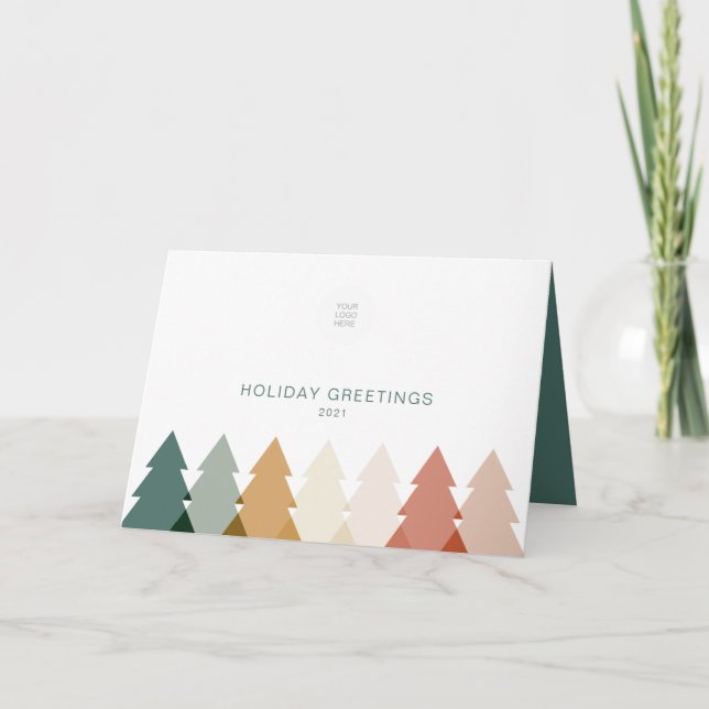 Cartes Pour Fêtes Annuelles Arbre De Vacances Moderne Avec Logo Plié Business (Devant)