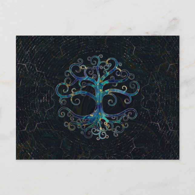 Cartes Pour Fêtes Annuelles Arbre de vie Marbre et or (Devant)