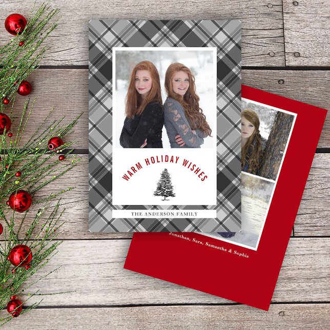 Cartes Pour Fêtes Annuelles Arbre d'épinette plaqué Noël 2 Photos (Créateur téléchargé)