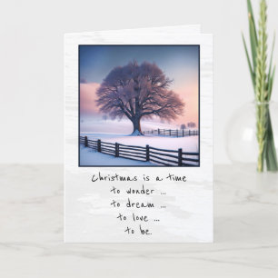 Cartes Pour Fêtes Annuelles Arbre d'hiver avec clôture pour Noël