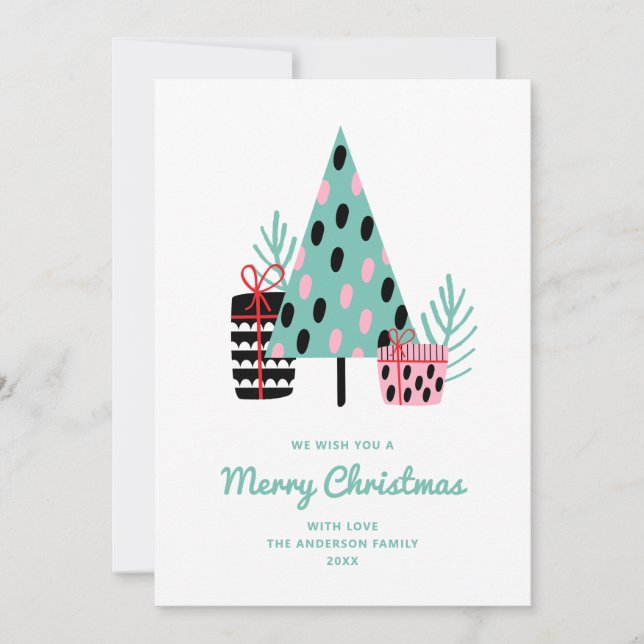 Cartes Pour Fêtes Annuelles Arbre d'hiver moderne mignon | Joyeux voeux Noël (Devant)