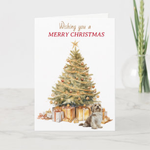 Cartes Pour Fêtes Annuelles Arbre doré Chien Havanais Noël