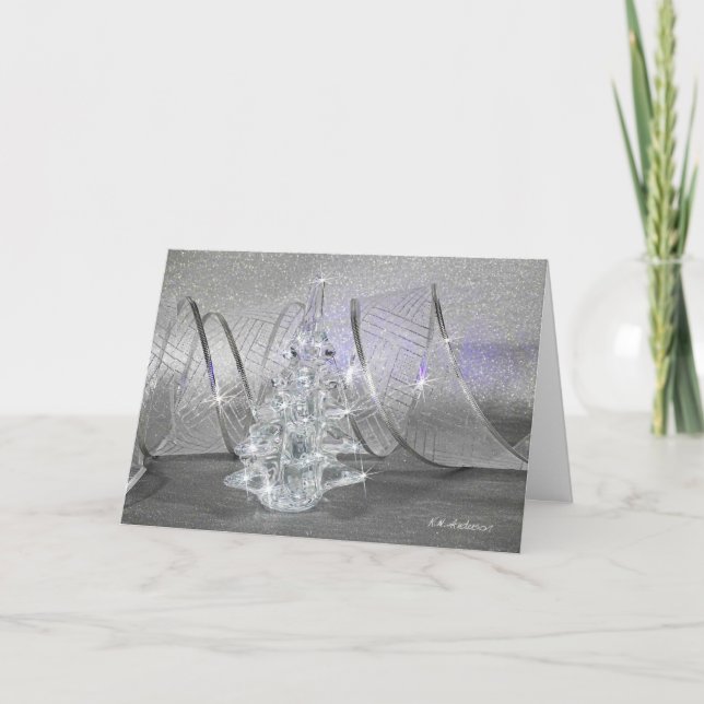 Cartes Pour Fêtes Annuelles Arbre en verre avec rubans (Devant)