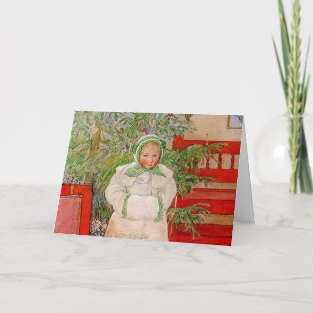 Cartes Pour Fêtes Annuelles Arbre et enfant de Noël en fourrures (Devant)