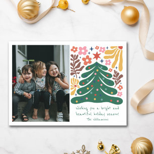 Cartes Pour Fêtes Annuelles Arbre Floral Folklorique Noël Lumineux Photo Migno