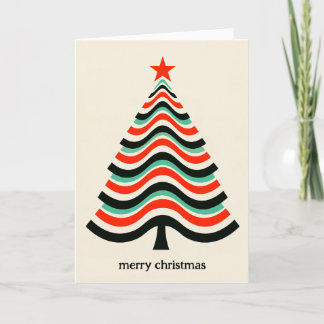 Cartes Pour Fêtes Annuelles Arbre géométrique ondulé rétro Joyeux Noël