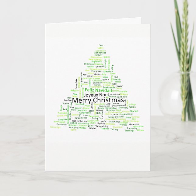 Cartes Pour Fêtes Annuelles Arbre multi de Joyeux Noël de langue (Devant)