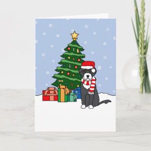 Cartes Pour Fêtes Annuelles Arbre portugais de chien et de Noël d'eau
