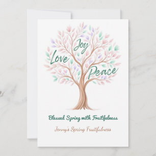 Cartes Pour Fêtes Annuelles Arbre printanier avec Écriture – Pâques personnali