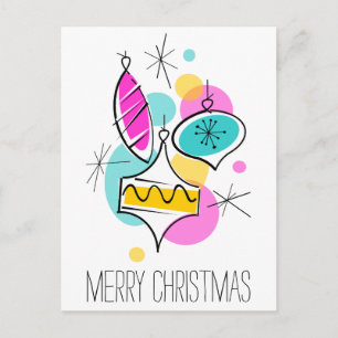 Cartes Pour Fêtes Annuelles Arbre rétro Baubles Groupe Noël vertical