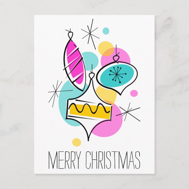 Cartes Pour Fêtes Annuelles Arbre rétro Baubles Groupe Noël vertical (Devant)