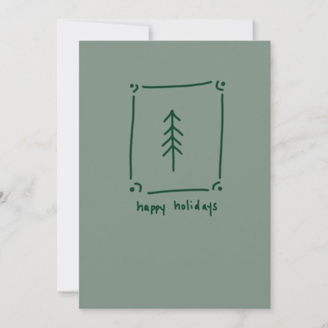 Cartes Pour Fêtes Annuelles Arbre vert encadré (Devant)