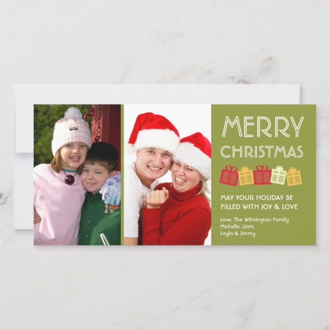 Cartes Pour Fêtes Annuelles Arbre vert joyeux Noël fun danser boîtes cadeaux (Devant)
