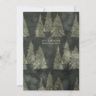 Cartes Pour Fêtes Annuelles Arbres À feuillage persistant vert et or Hiver Won
