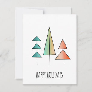 Cartes Pour Fêtes Annuelles arbres arc-en-ciel modernes du milieu du siècle ro