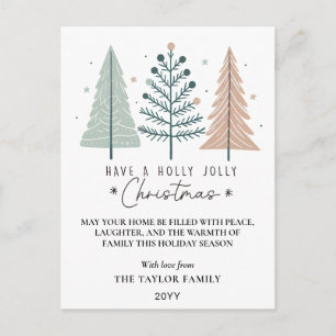 Cartes Pour Fêtes Annuelles Arbres Bohèmes Minimalistes de Noël Holly Jolly