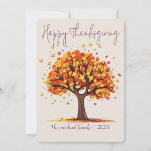 Cartes Pour Fêtes Annuelles arbres d'automne joyeux thanksgiving Famille & A