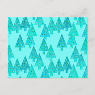 Cartes Pour Fêtes Annuelles Arbres de Noël à fleurs modernes - aqua & paon