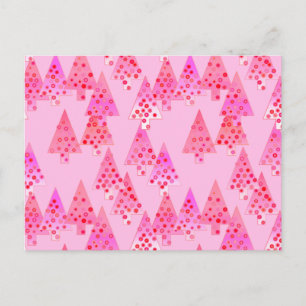 Cartes Pour Fêtes Annuelles Arbres de Noël à fleurs modernes - rose pastel