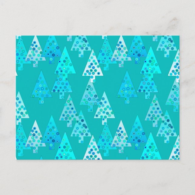 Cartes Pour Fêtes Annuelles Arbres de Noël à fleurs modernes - turquoise (Devant)