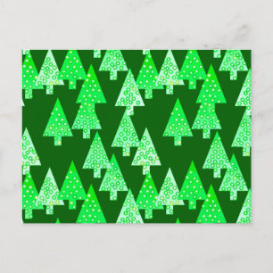 Cartes Pour Fêtes Annuelles Arbres de Noël à fleurs modernes - vert de pin