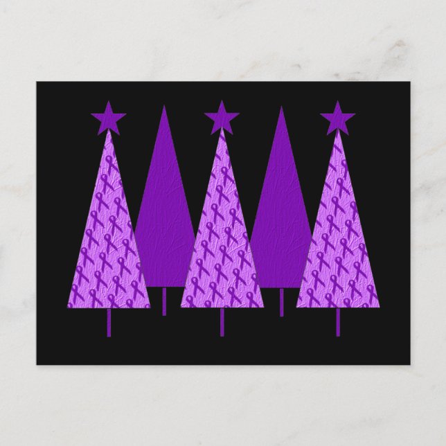 Cartes Pour Fêtes Annuelles Arbres de Noël - Alzheimers Ruban violet (Devant)