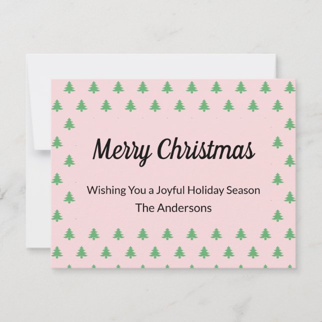 Cartes Pour Fêtes Annuelles Arbres de Noël blanc rose pâle et vert (Devant)