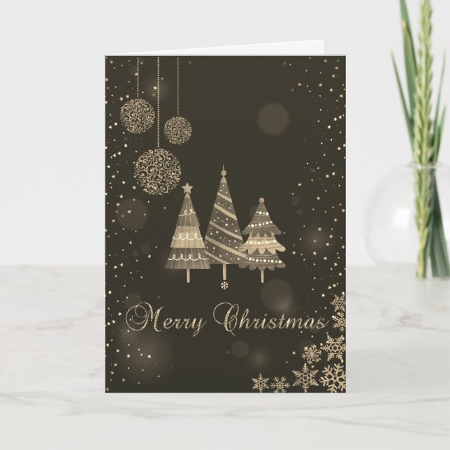 Cartes Pour Fêtes Annuelles Arbres de Noël, Boules, Snowflakes (Devant)