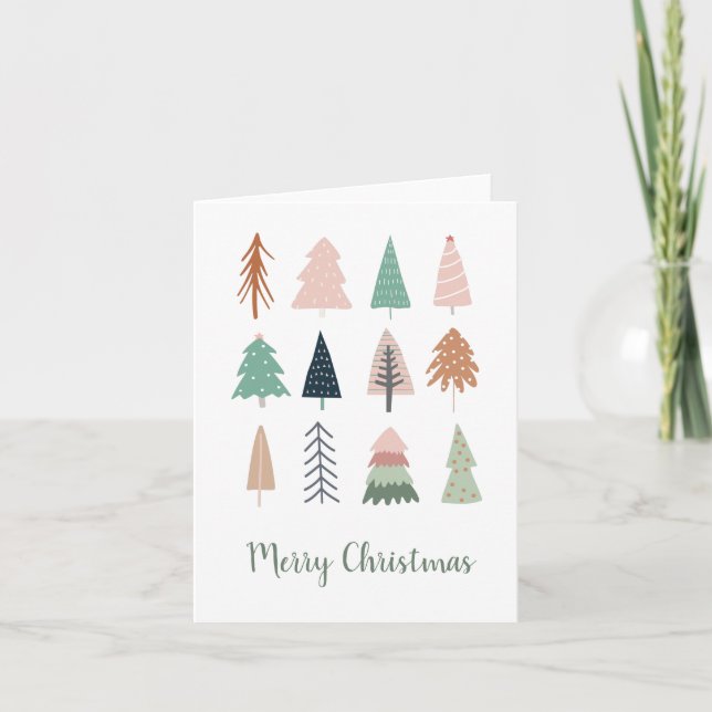 Cartes Pour Fêtes Annuelles Arbres de Noël Collage Féminin (Devant)