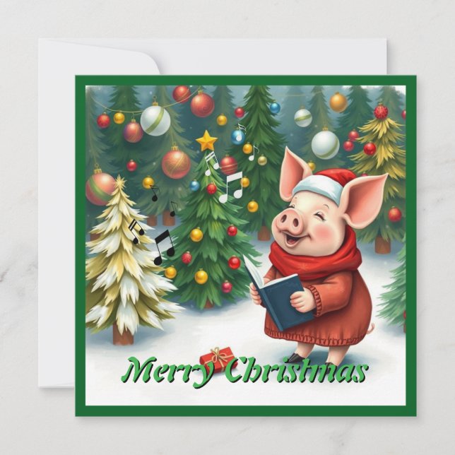 Cartes Pour Fêtes Annuelles Arbres de Noël Contemporains Tendance Chanteurs  (Devant)