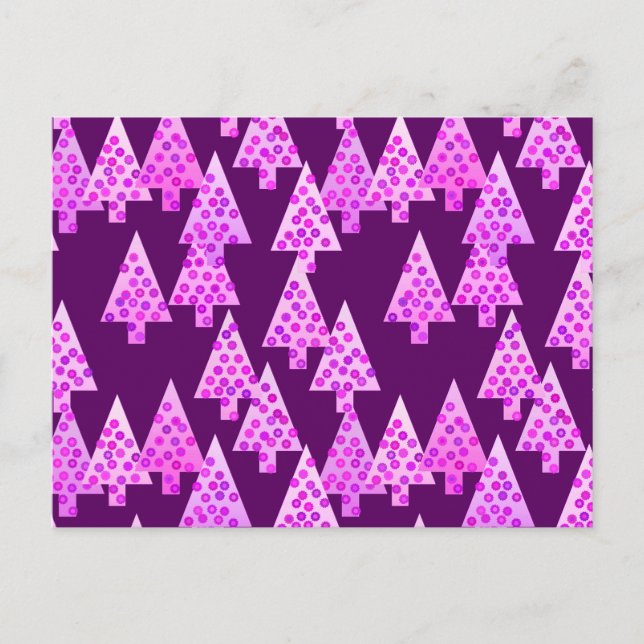 Cartes Pour Fêtes Annuelles Arbres de Noël de fleurs modernes - améthyste viol (Devant)