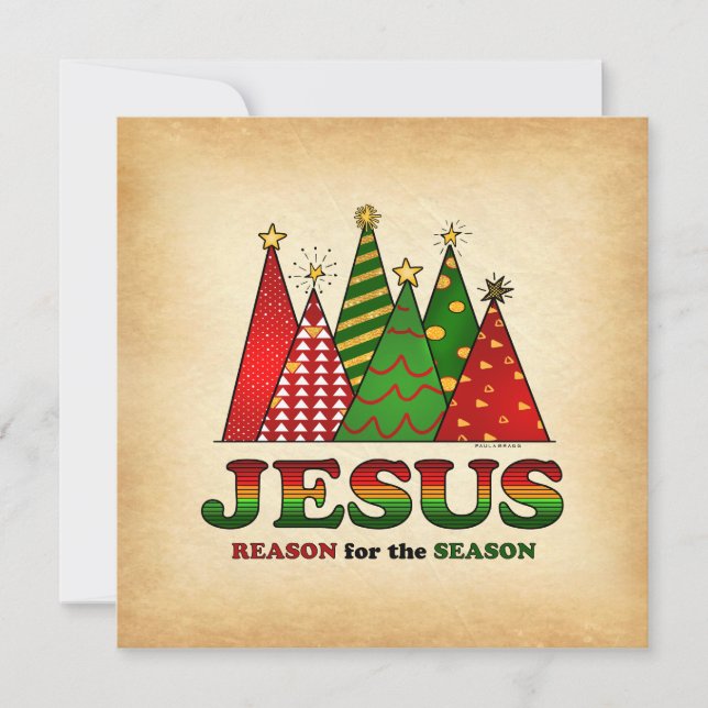 Cartes Pour Fêtes Annuelles Arbres de Noël de Jésus (Devant)