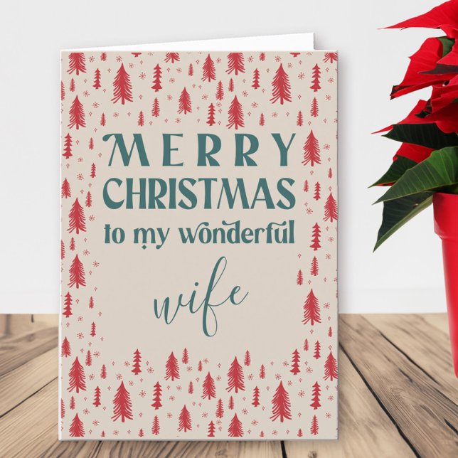 Cartes Pour Fêtes Annuelles Arbres de Noël Femme Joyeux Noël Naturel (Wife Christmas Card with pine trees)