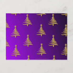 Cartes Pour Fêtes Annuelles Arbres de Noël Gold sur violet