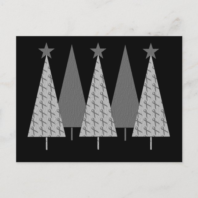 Cartes Pour Fêtes Annuelles Arbres de Noël - Gris Ribbon Cancer du cerveau (Devant)