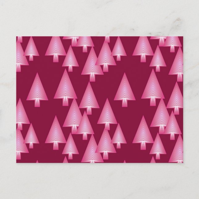 Cartes Pour Fêtes Annuelles Arbres de Noël métalliques modernes - rose & vin (Devant)