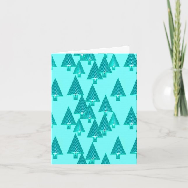 Cartes Pour Fêtes Annuelles Arbres de Noël métalliques modernes - turquoise (Devant)