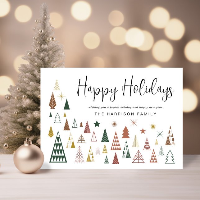Cartes Pour Fêtes Annuelles Arbres de Noël modernes minimes (Spread the love and joy of the season with your friends and family near and far)