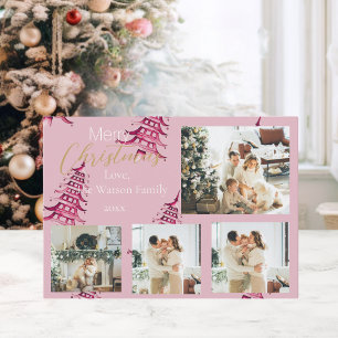 Cartes Pour Fêtes Annuelles Arbres de Noël poussiéreux rose rouge Pagode 5-Pho