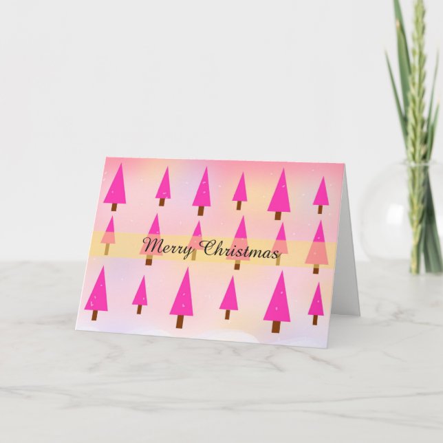 Cartes Pour Fêtes Annuelles Arbres de Noël roses (Devant)