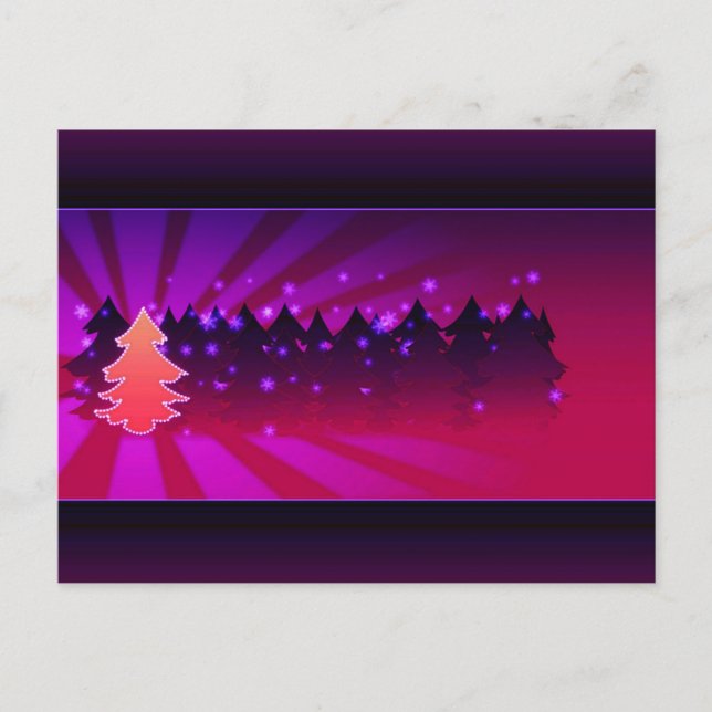 Cartes Pour Fêtes Annuelles Arbres de Noël Tons de pourpre (Devant)