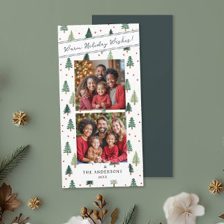 Cartes Pour Fêtes Annuelles Arbres de Noël verts modernes 2 Voeux de photos de